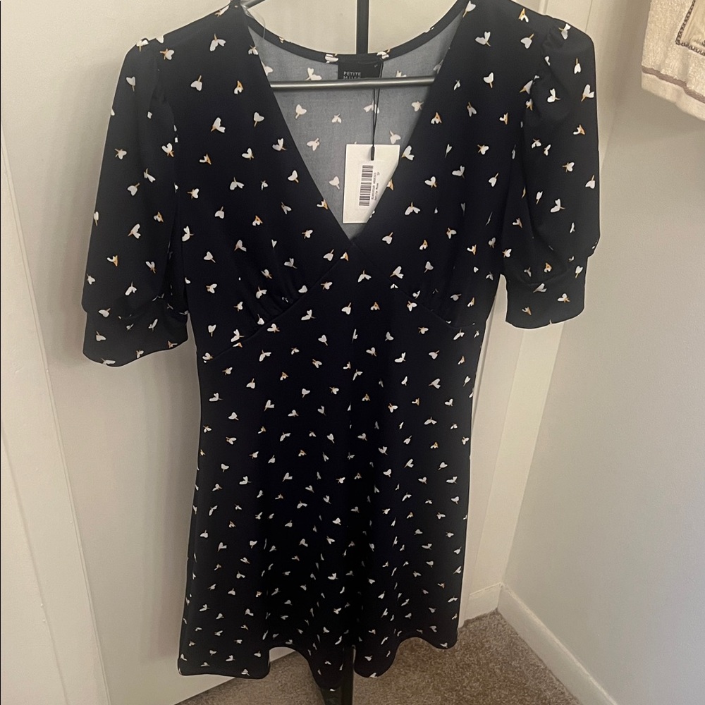 Navy Dress with Butterfly Print- NEVER WORN